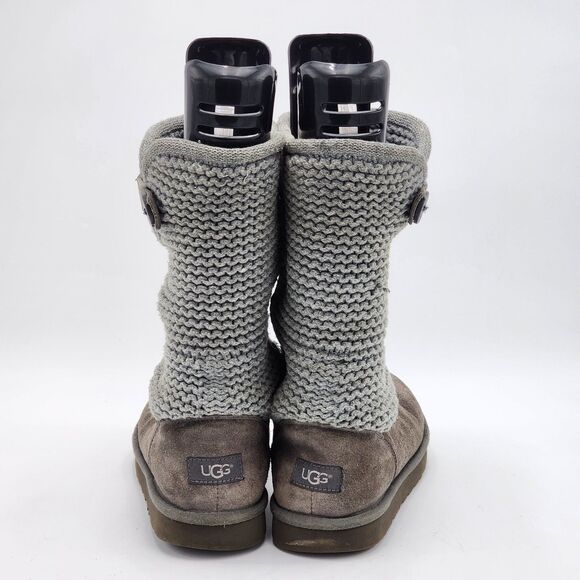 UGG Australia Shaina Knit Cuff Button Gray Slouch Boots in Size 8 - Picture 6 of 14